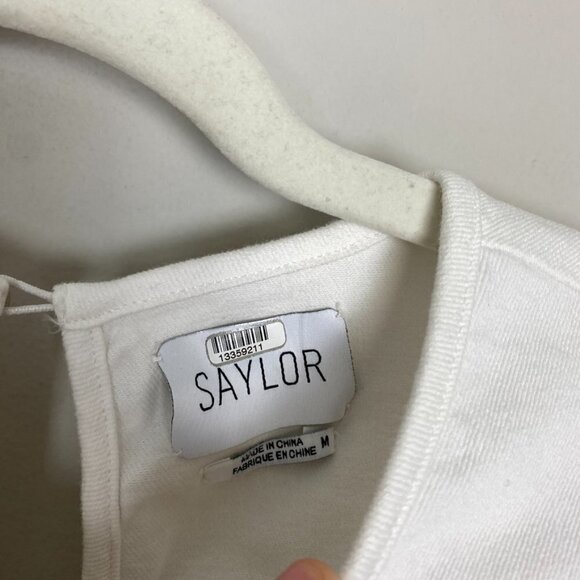 Saylor Harriette Denim Ruffle Top Shirt Short Sleeves Womens Medium White - Picture 4 of 8